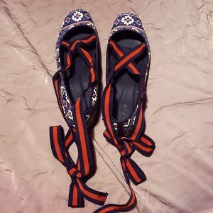 J crew ballet flats with grosgrain ribbon sz 11